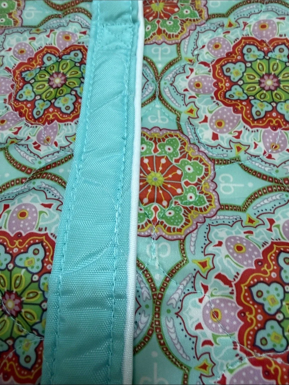 Cinda B Floral Quilted Cosmetic Bag in Aqua